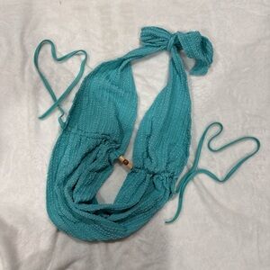 SHEIN Turquoise Textured Halter Wrap Scarf